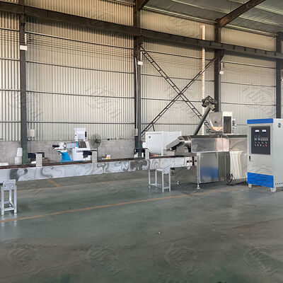 স্টেইনলেস স্টীল খাদ্য গ্রেড এবং সম্পূর্ণ স্বয়ংক্রিয় নিয়ন্ত্রণ সিস্টেমের জন্য পোষা প্রাণী খাদ্য উত্পাদন লাইন জন্য 100-1000kg / ঘন্টা ক্ষমতা সঙ্গে টুইন স্ক্রু Extruder
